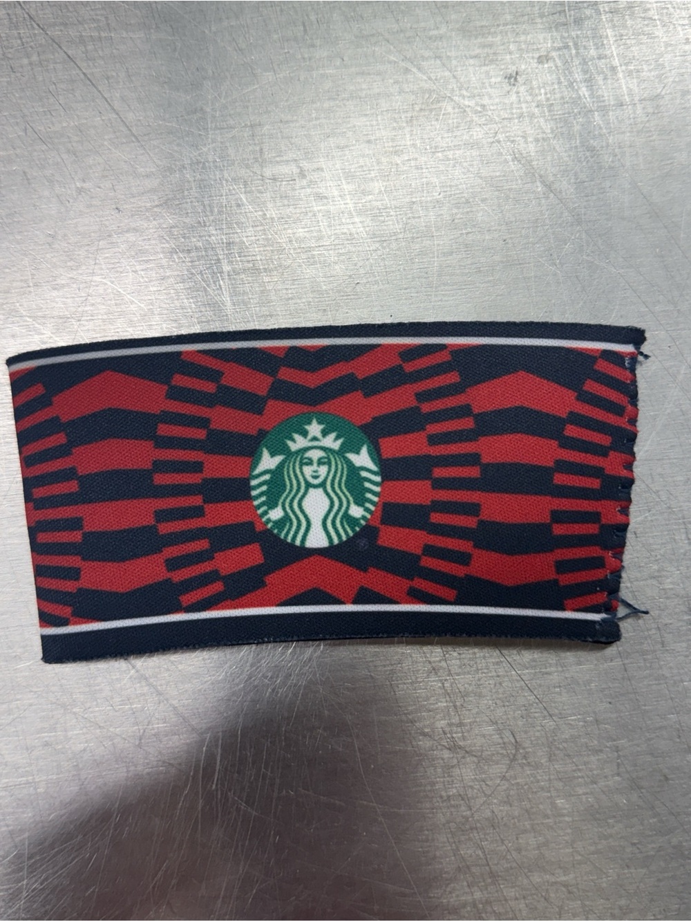Starbucks Red and Navy Reusable Cup Sleeve with Green Logo